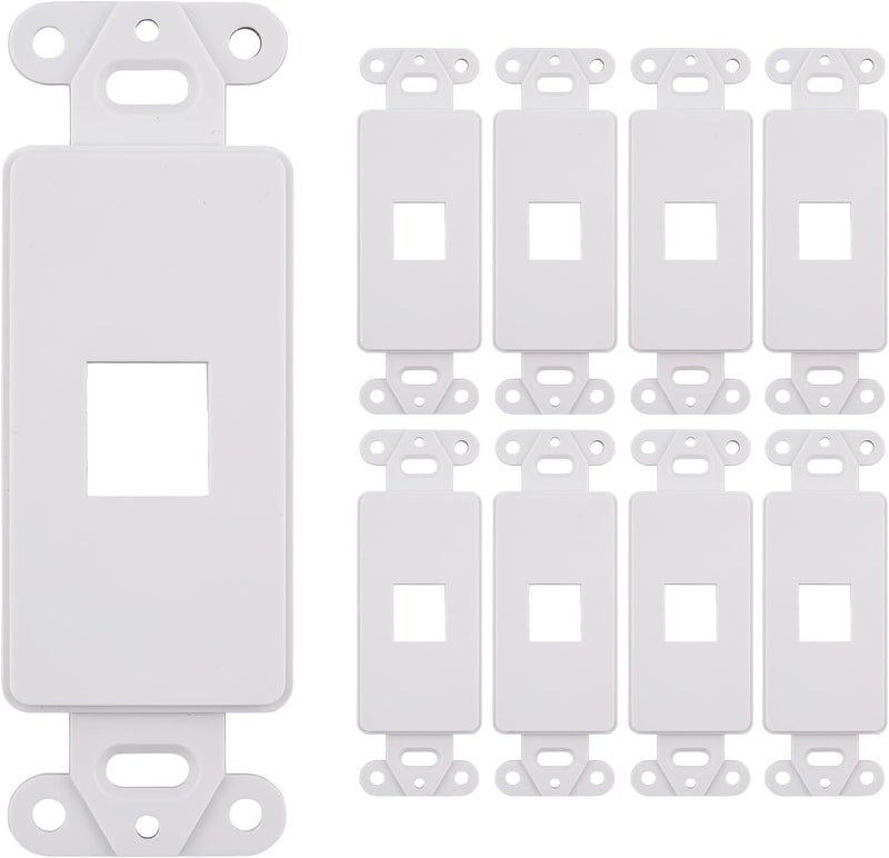 SATMAXIMUM 10 Pack Keystone Wall Plate 1 Port, White Decorator Insert Cover for Ethernet, HDMI, Coax, Cat6 Cat5, RJ45, Home & Office Installations - Image 1